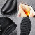 Women's Shearling-Style Lined Faux Leather Ankle Boots – Black