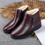 Women's Shearling-Style Lined Faux Leather Ankle Boots