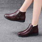 Women's Shearling-Style Lined Faux Leather Ankle Boots