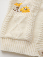 Women's Embroidered Flower Knit Cardigan with Pockets