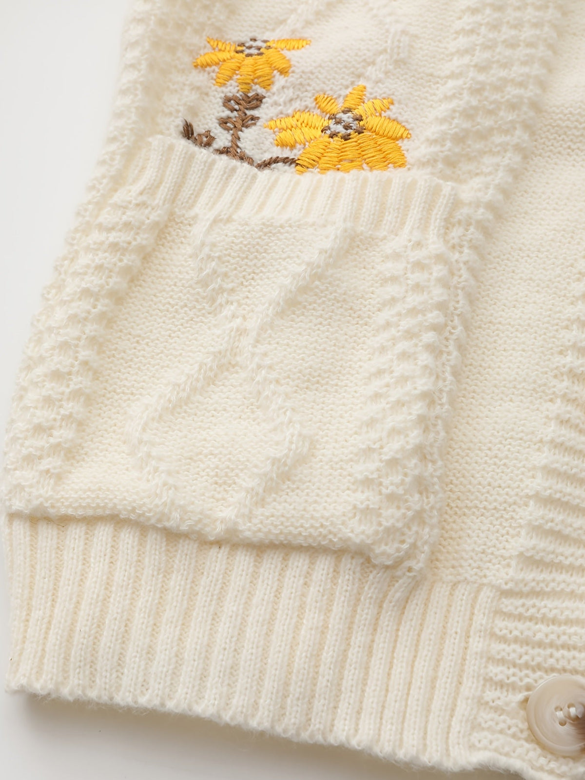 Women's Embroidered Flower Knit Cardigan with Pockets
