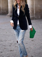 Women's Soft Velvet Blazer for Evenings Out