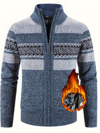 Women's Plush-Lined Patterned Zip Cardigan
