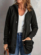 Women's Soft-Lined Button-Up Hooded Cardigan