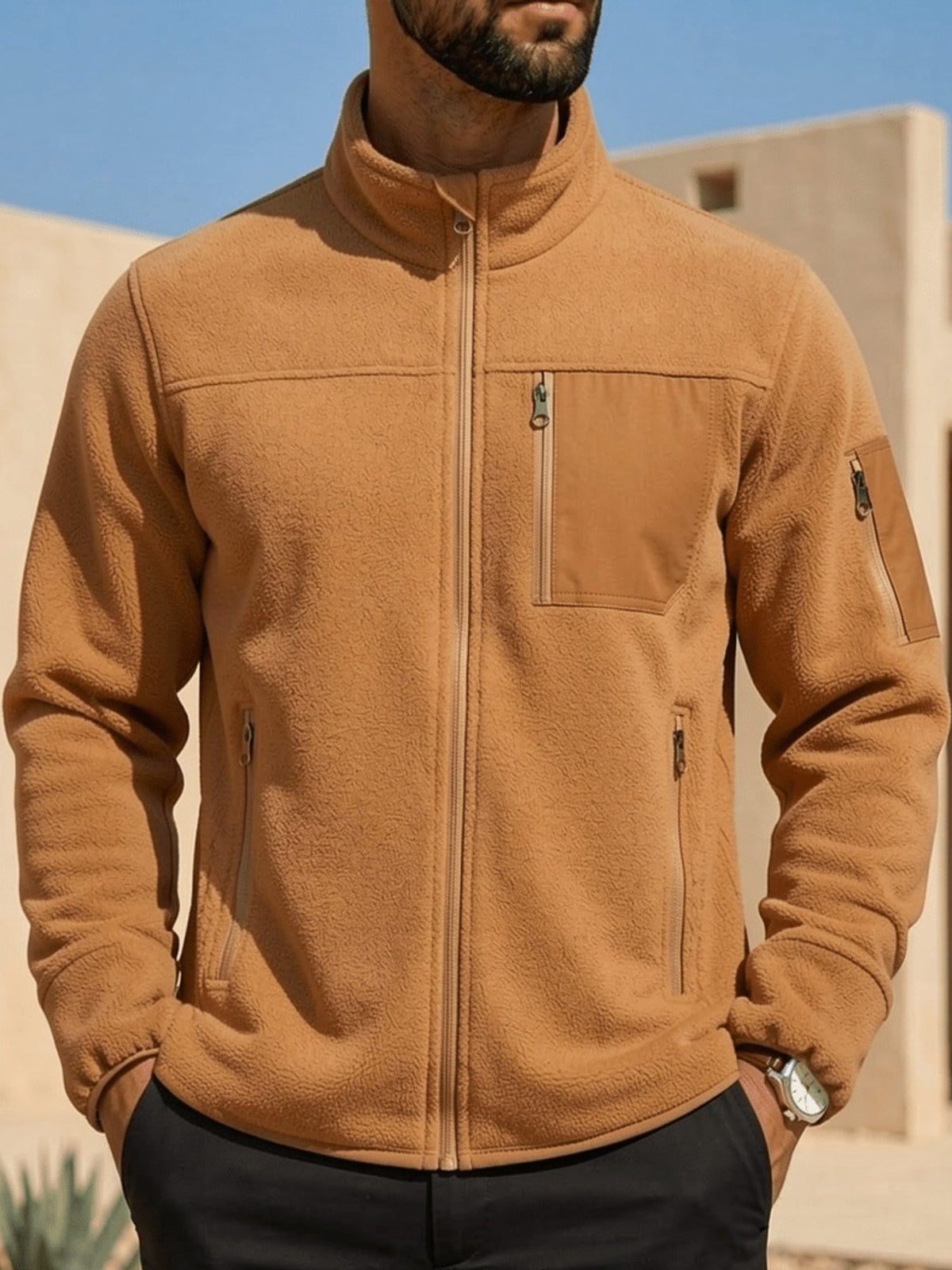 Women's Stand Collar Zip-Pocket Utility Jacket