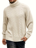 Women's Plus Size Cable Pattern Roll Neck Jumper
