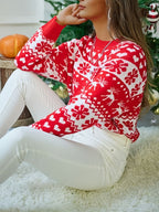 Women's Snowflake and Reindeer Knit Christmas Jumper
