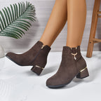 Women's Round-Toe Chelsea Boots with Gold-Tone Hardware