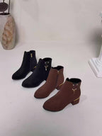 Women's Round-Toe Chelsea Boots with Gold-Tone Hardware
