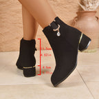 Women's Round-Toe Chelsea Boots with Gold-Tone Hardware