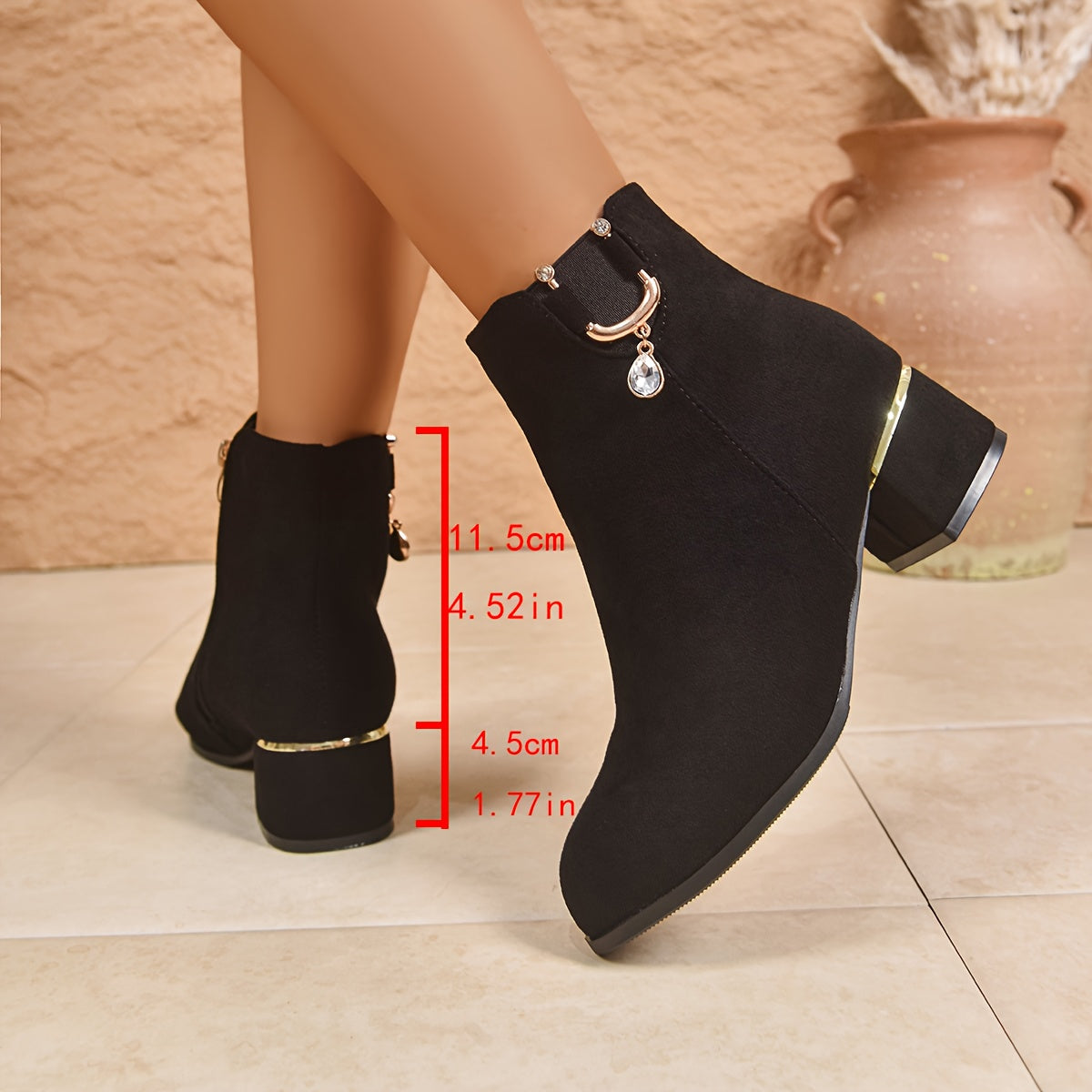 Women's Round-Toe Chelsea Boots with Gold-Tone Hardware