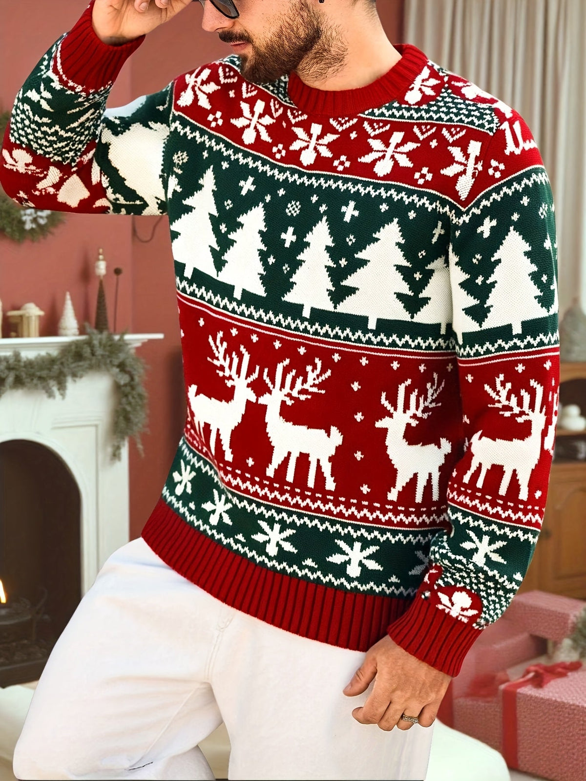 Women's Thick Knit Christmas Jumper with Classic Winter Motifs