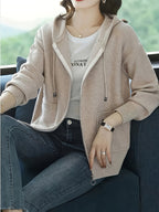 Women's Relaxed Full-Zip Knit Hoodie Cardigan