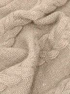Women's Hip-Length Chunky Cable-Knit Roll-Neck Jumper