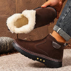 Women's Thick-Sole Warm Lined Ankle Boots with Zip