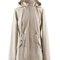 Women's Khaki Lightweight Hooded Jacket with Cinch Waist - Khaki