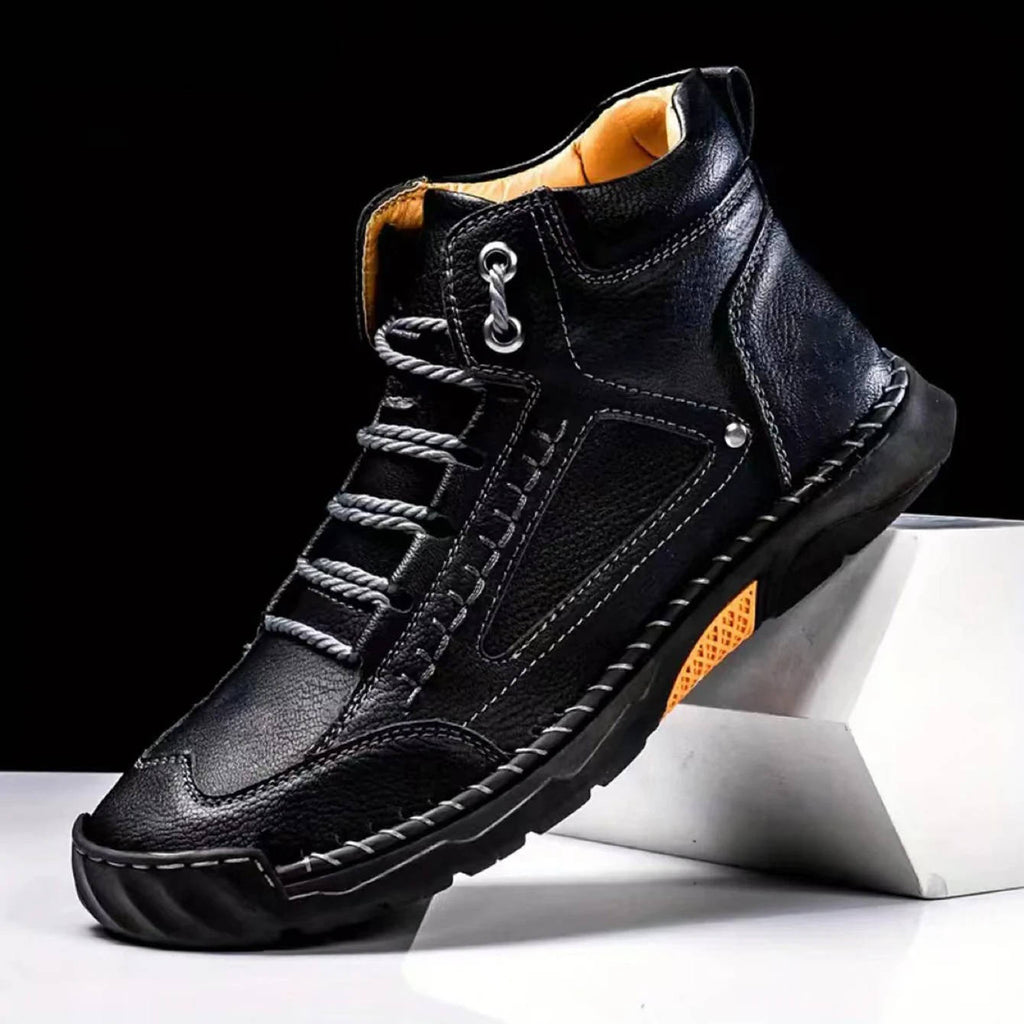 Men's Lace-Up Outdoor Ankle Boots with Hand-Stitched Detail