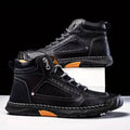 Men's Lace-Up Outdoor Ankle Boots with Hand-Stitched Detail – Black