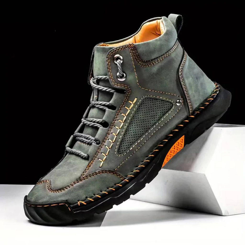 Men's Lace-Up Outdoor Ankle Boots with Hand-Stitched Detail