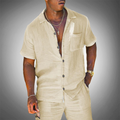 Men's Relaxed Linen Shirt and Trousers Co-ord Set – Beige