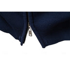 Women's Stand Collar Zip-Up Fair Isle Knit Cardigan