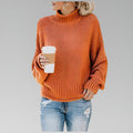 Women's Oversized Chunky Roll Neck Jumper - Orange