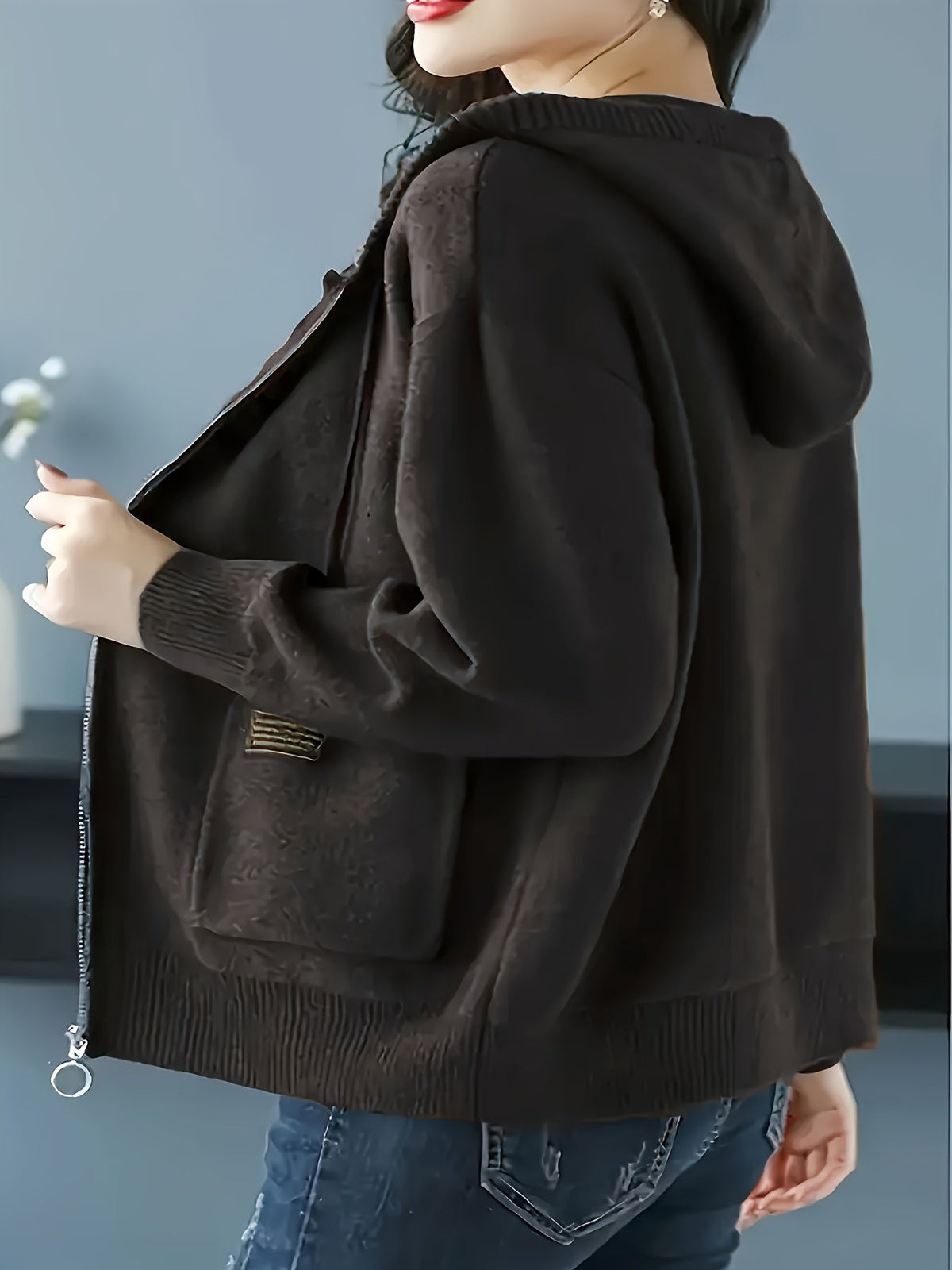 Women's Relaxed Full-Zip Knit Hoodie Cardigan
