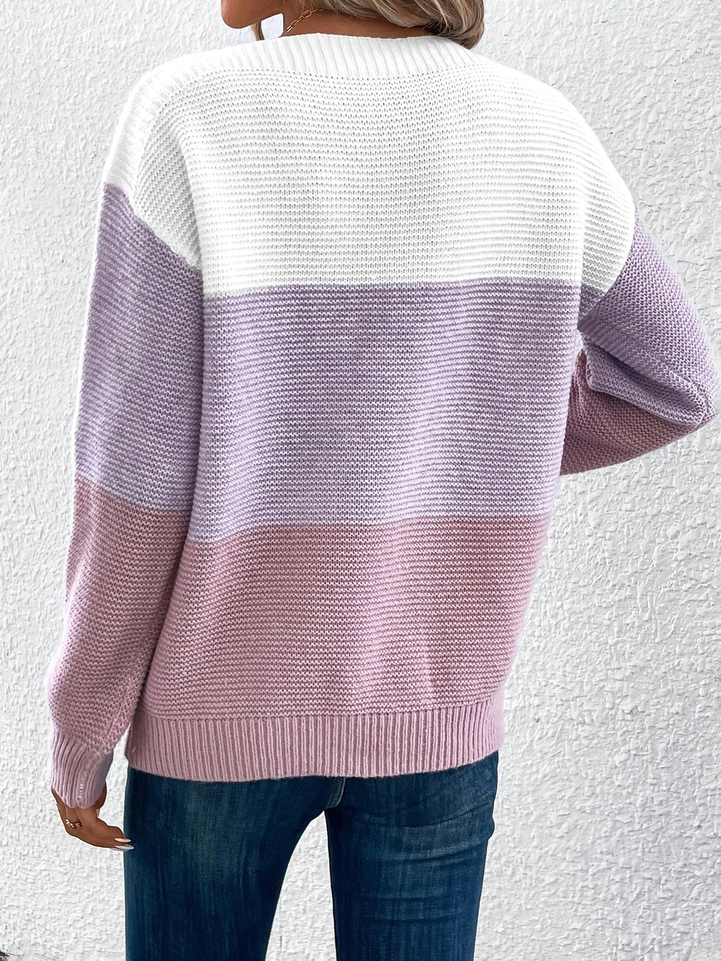 Women's Relaxed Colour-Block Dropped Shoulder Jumper