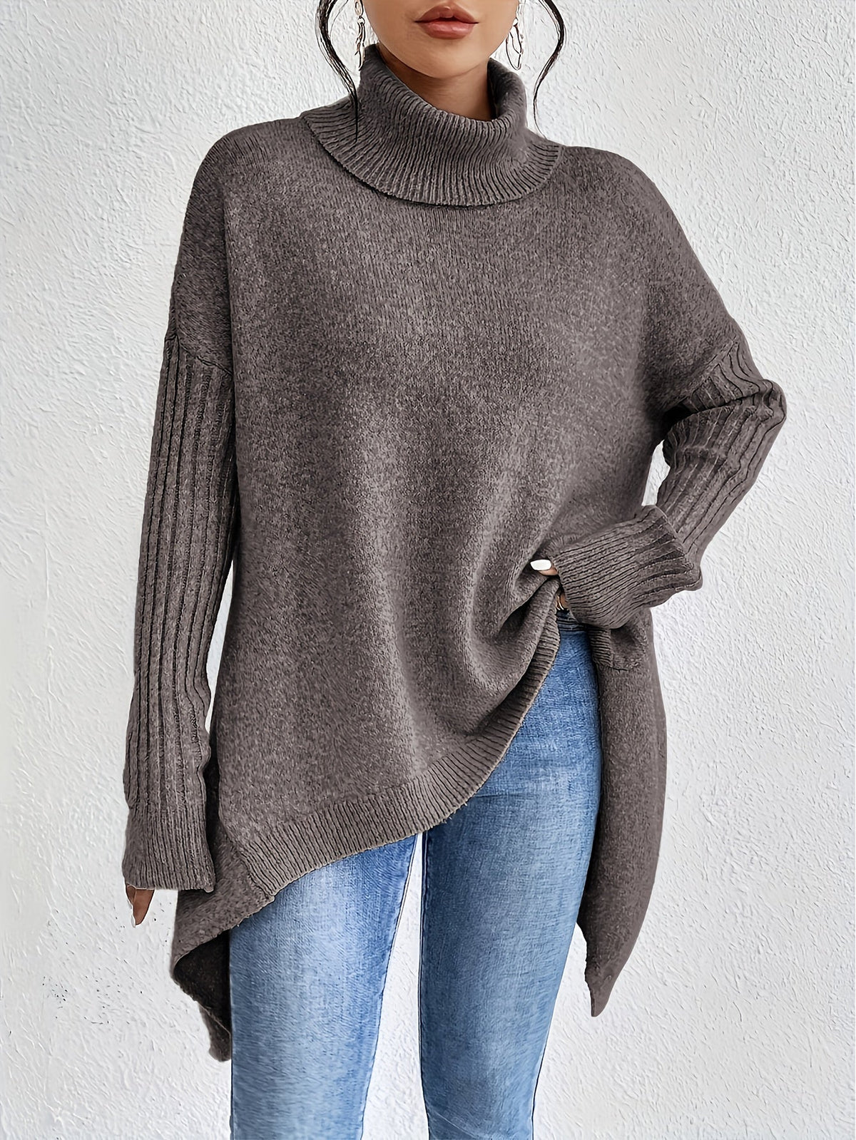 Women's Longer Length High Neck Soft Jumper
