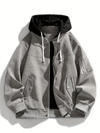 Women's Relaxed Drawstring Hood Jacket with Sleeve Pocket
