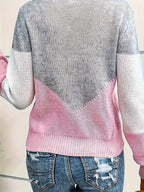 Women's Two-Tone V-Neck Knit Jumper