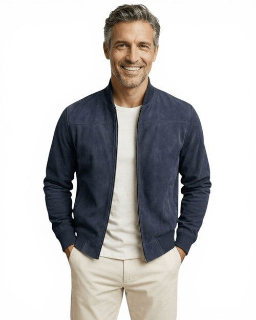Men's Between-Season Suede Bomber Jacket in a Slim Cut