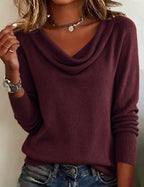 Women's Draped Cowl Neck Rib Knit Jumper