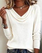 Women's Draped Cowl Neck Rib Knit Jumper