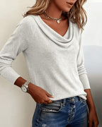 Women's Draped Cowl Neck Rib Knit Jumper