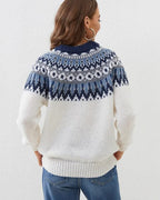 Women's Fitted Fair Isle Patterned Yoke Knit Jumper