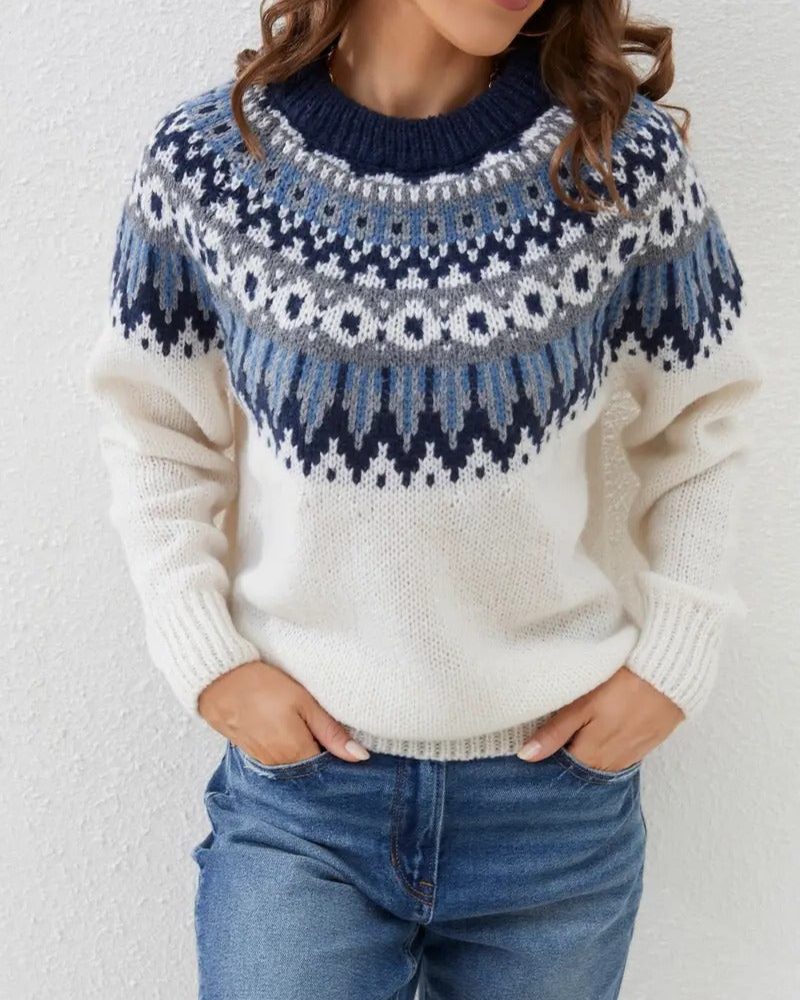 Women's Fitted Fair Isle Patterned Yoke Knit Jumper