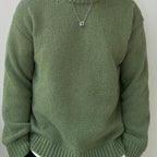 Women's Soft Knit Dropped Shoulder Crew Jumper - Olive Green