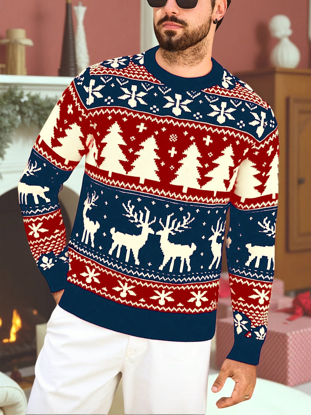 Women's Thick Knit Christmas Jumper with Classic Winter Motifs