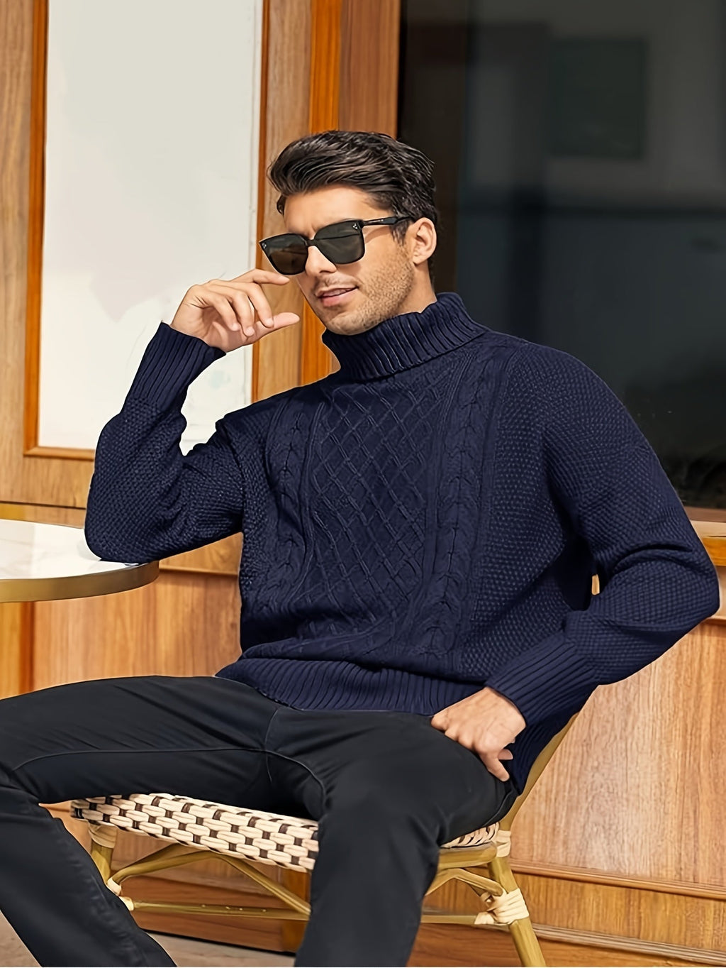 Women's Plus Size Cable Pattern Roll Neck Jumper