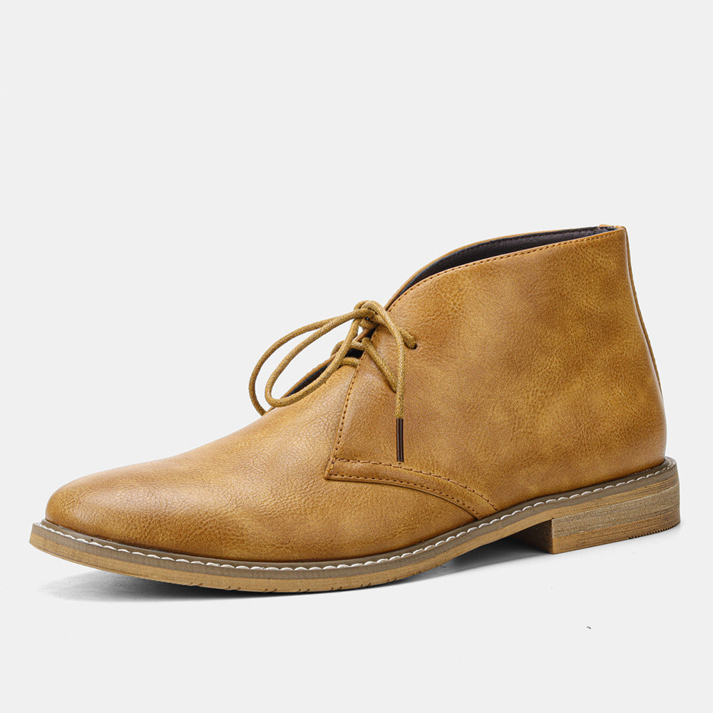 Men's Vintage-Inspired Leather Boots with Robust Sole – Brown