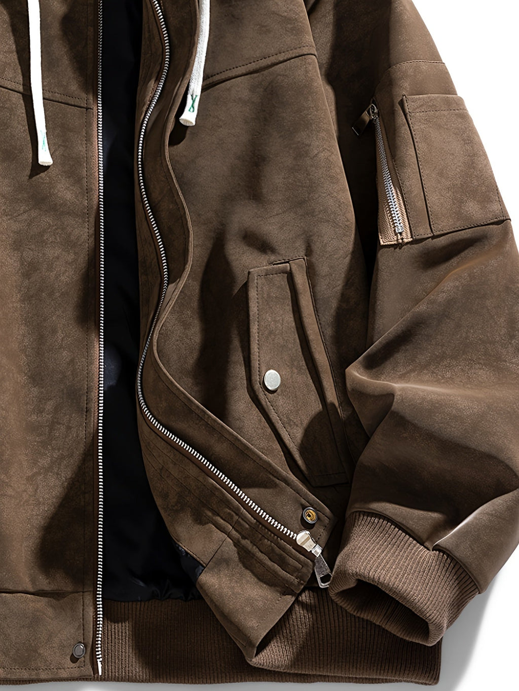 Women's Relaxed Drawstring Hood Jacket with Sleeve Pocket