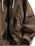Women's Relaxed Drawstring Hood Jacket with Sleeve Pocket