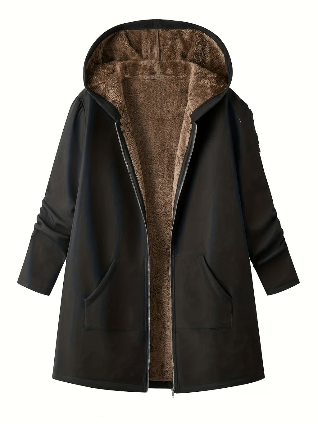 Women's Soft-Lined Hooded Zip-Up Winter Coat