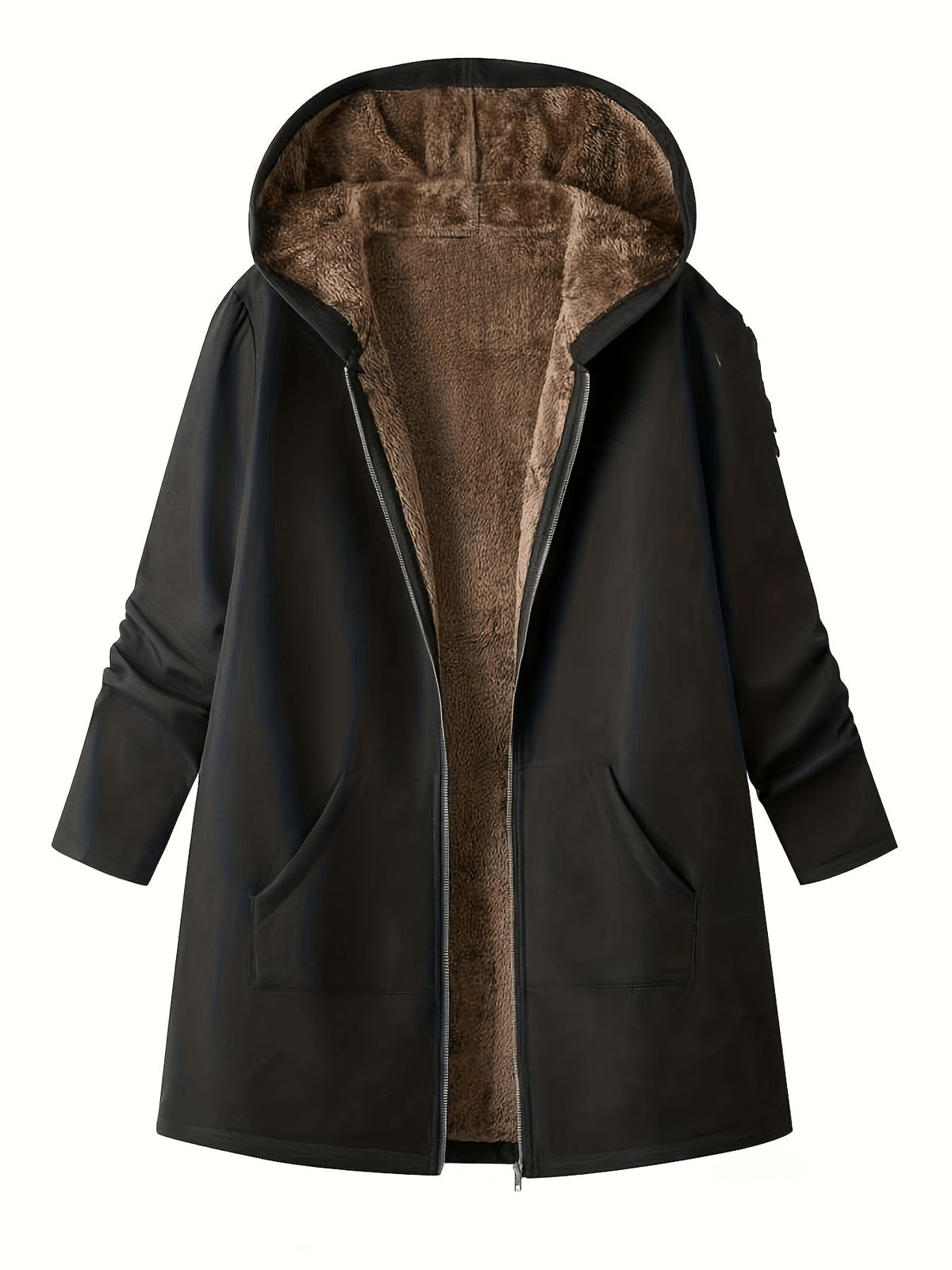 Women's Soft-Lined Hooded Zip-Up Winter Coat