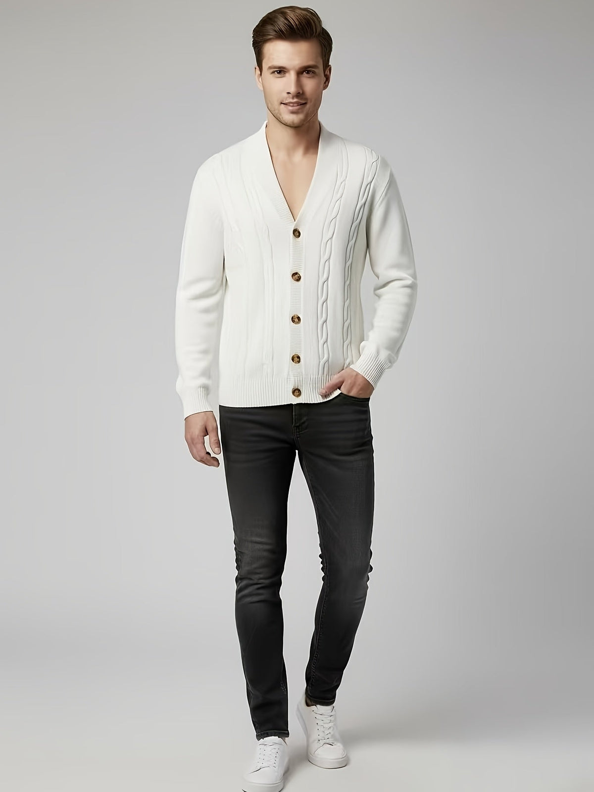 Women's Classic Cable-Knit Buttoned Cardigan
