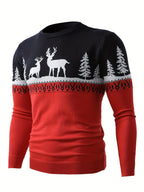 Women's Red Christmas Jumper with Reindeer Motif