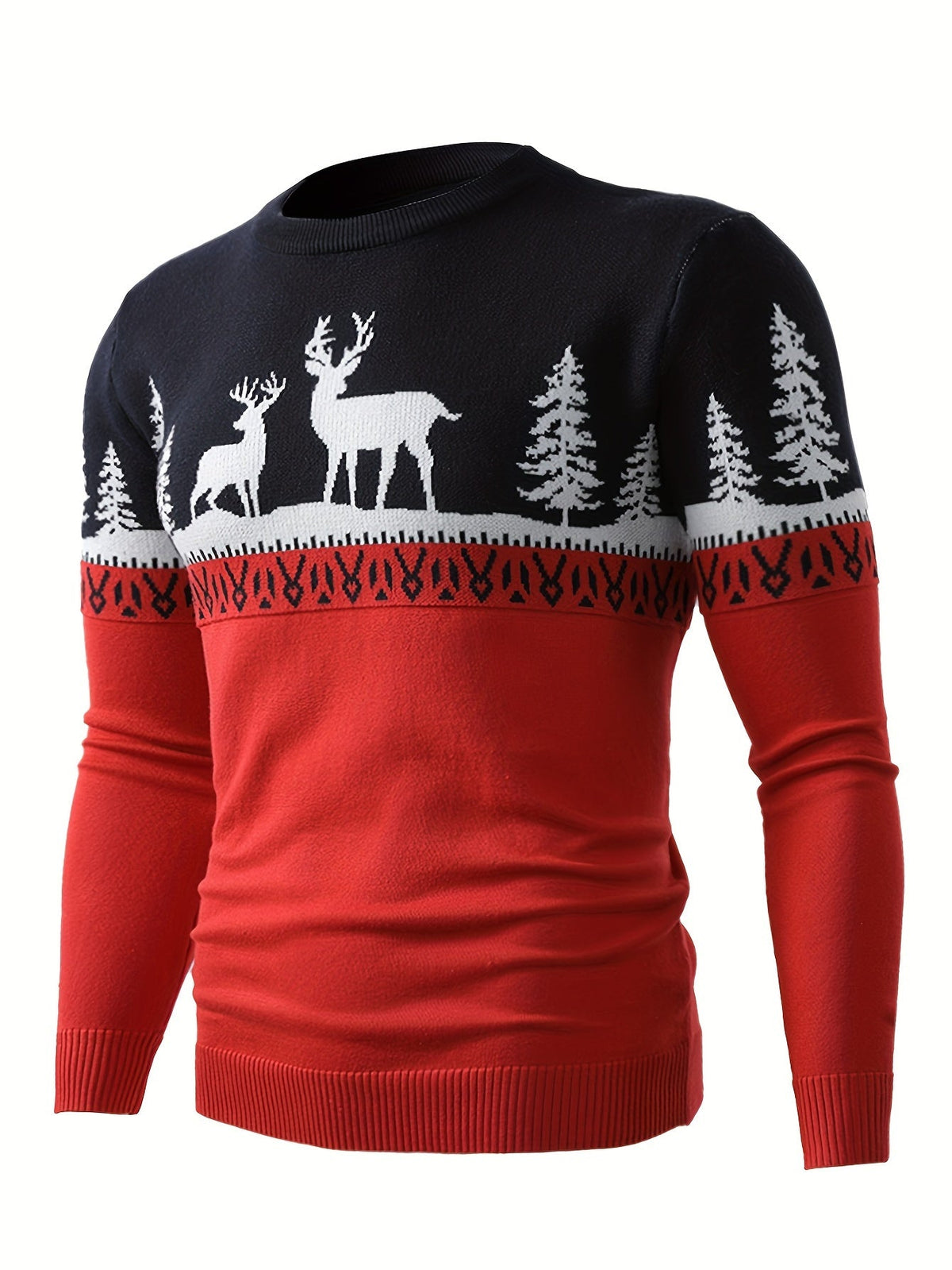 Women's Red Christmas Jumper with Reindeer Motif