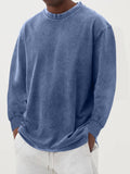 Men's Dropped Shoulder Knit Jumper with Crew Neck – Dark Blue