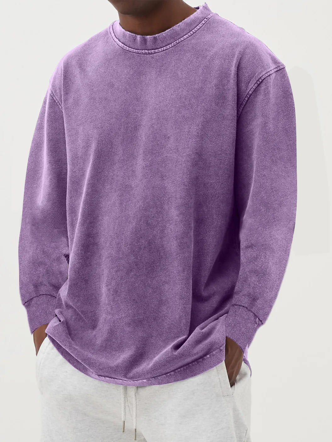 Men's Dropped Shoulder Knit Jumper with Crew Neck – Purple